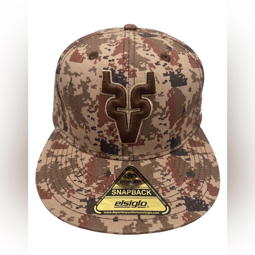 Camo Snapback Hat with Embroidered Logo